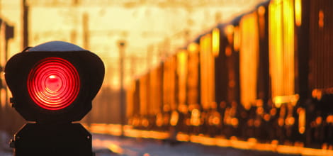 red light at railway crossing